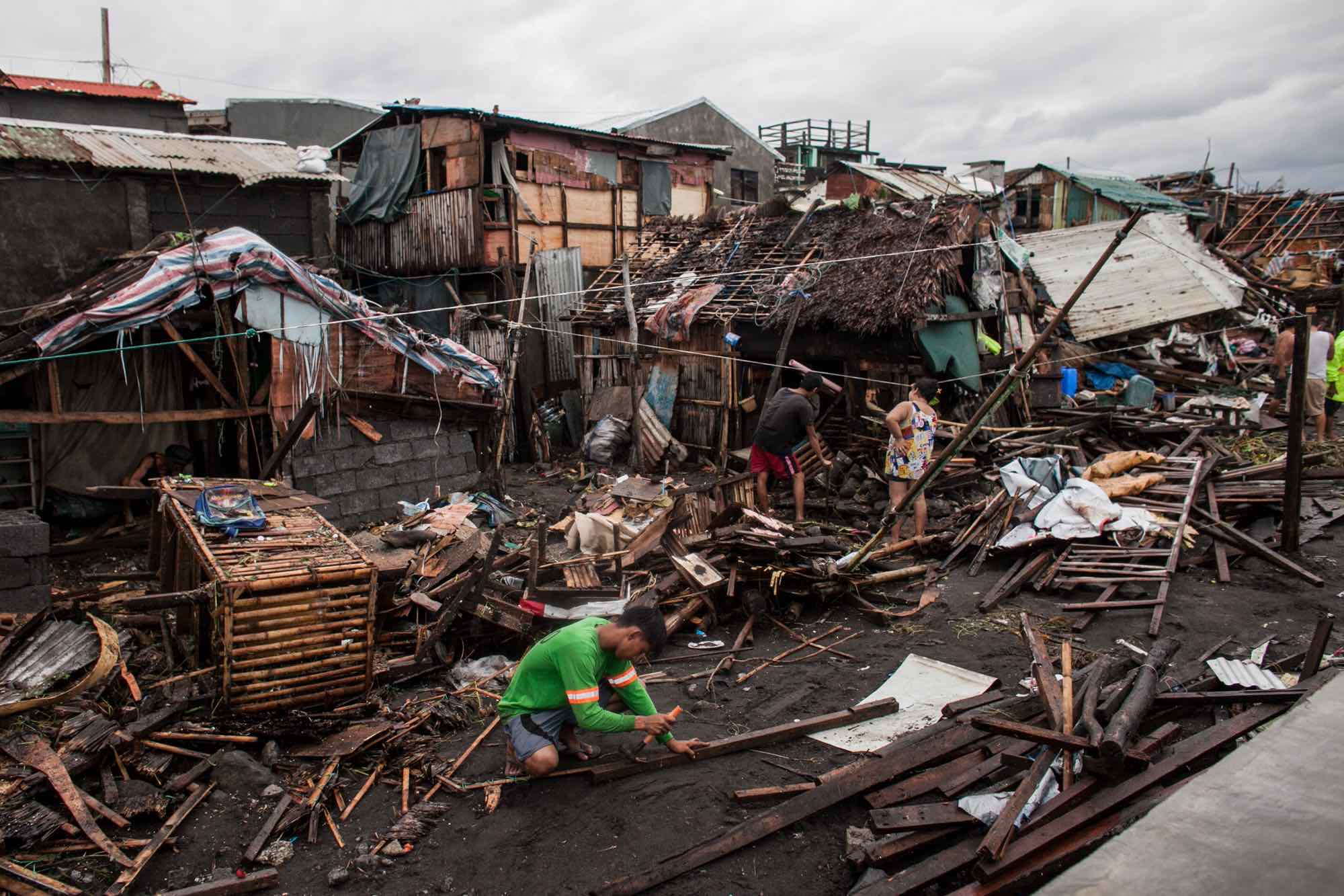 Destroyed houses after typhoon